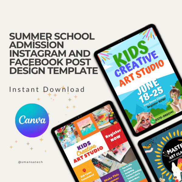 Editable Canva Template - Kids Art & Craft Summer School