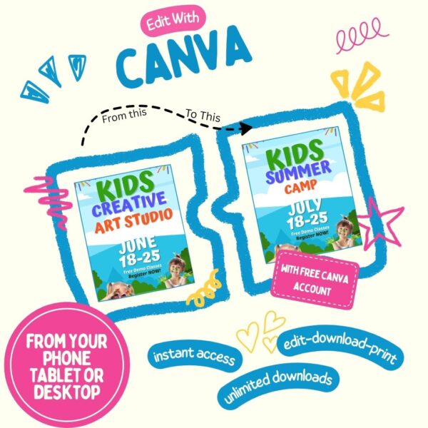 Editable Canva Template - Kids Art & Craft Summer School - Image 2