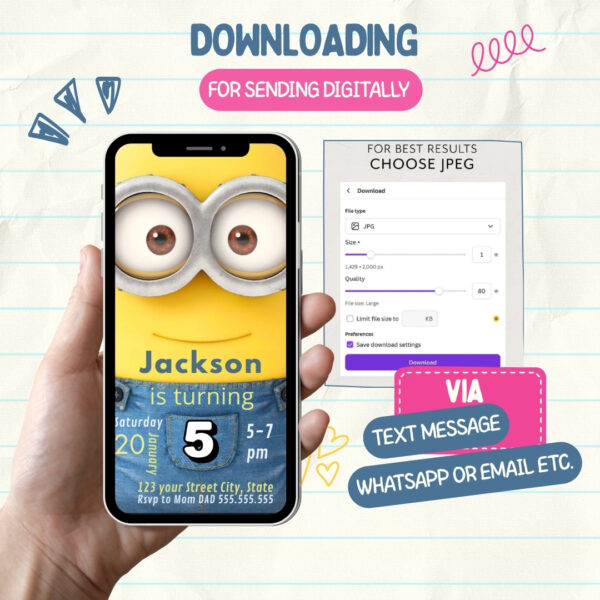 Editable Birthday Party Invitations, Digital Kids Party Invite, Instant Download - Image 5